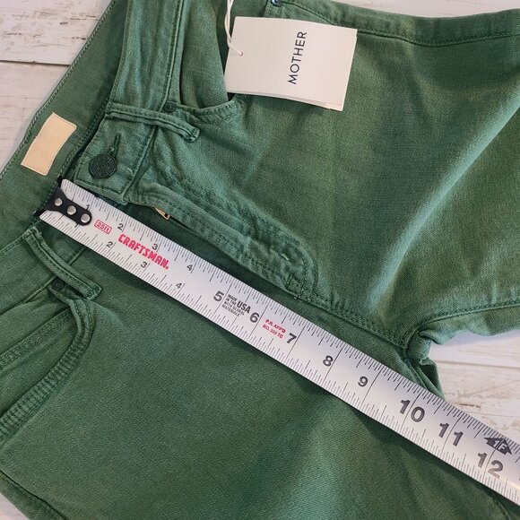 MOTHER Rascal Ankle Snippet Army Green Jeans Raw Hem Casual NEW 25 Layer Fall - Picture 5 of 10